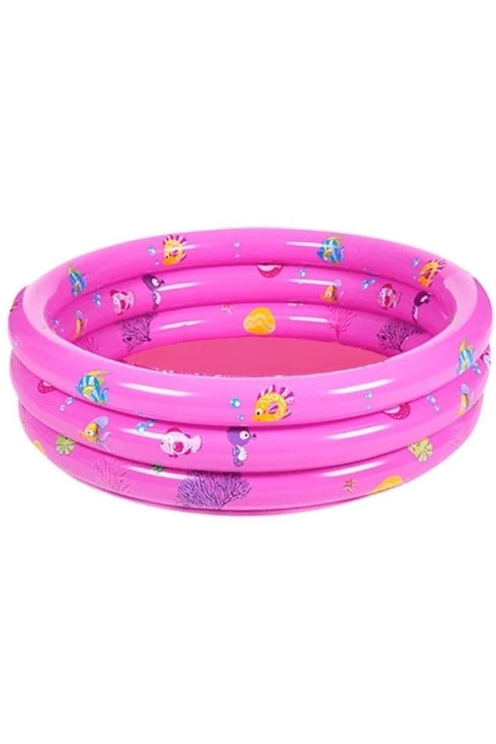 Piscina Inflable Plastico Bebe 3 Anillos 80 Cm Verano Rosa Rosado