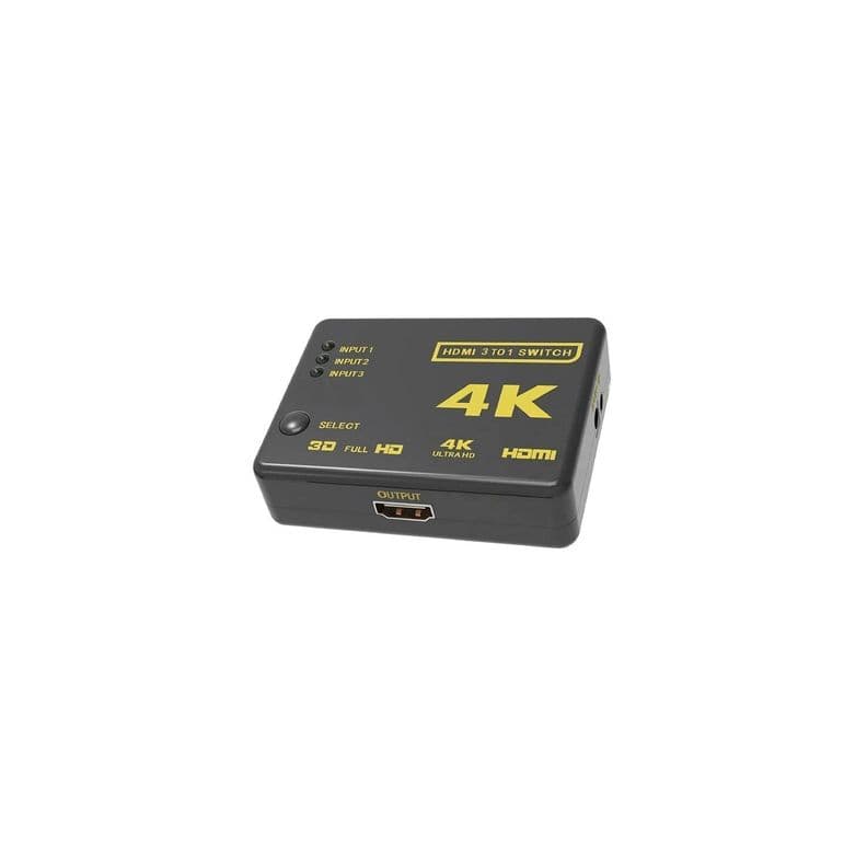 HDMI Switch 3 en 1 Salida 4K Con Control Remoto Negro