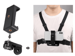 Arnes de Pecho para Smartphone y Camaras deportivas Negro