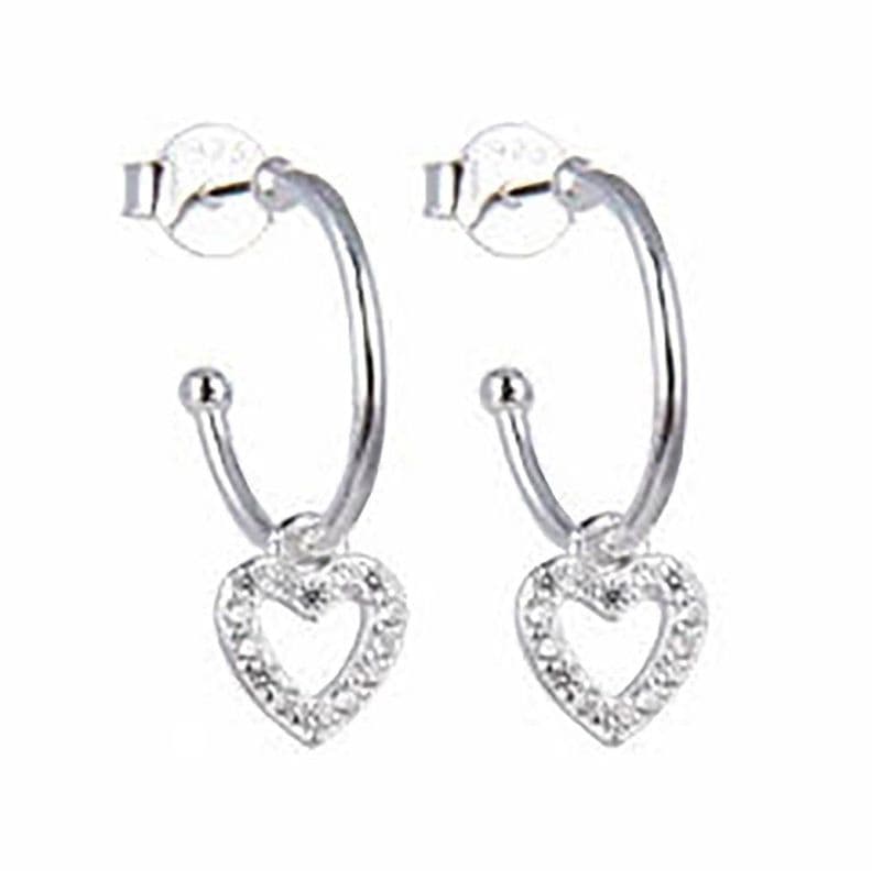 Aros Argolla Corazon Circon Colgante Plata Fina 925