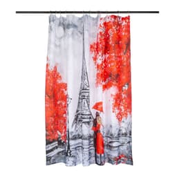 Set Cortina Bano Paris Eiffel 1.80x1.80 cm. Blanco