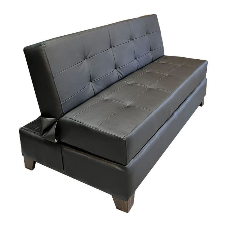 Futon Baul Patagonia Negro PU 3 Cuerpos Pmadera