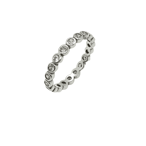 Anillo Pila Plata 925 Lujo Amor Zirconia Compromiso Apilable talla 8