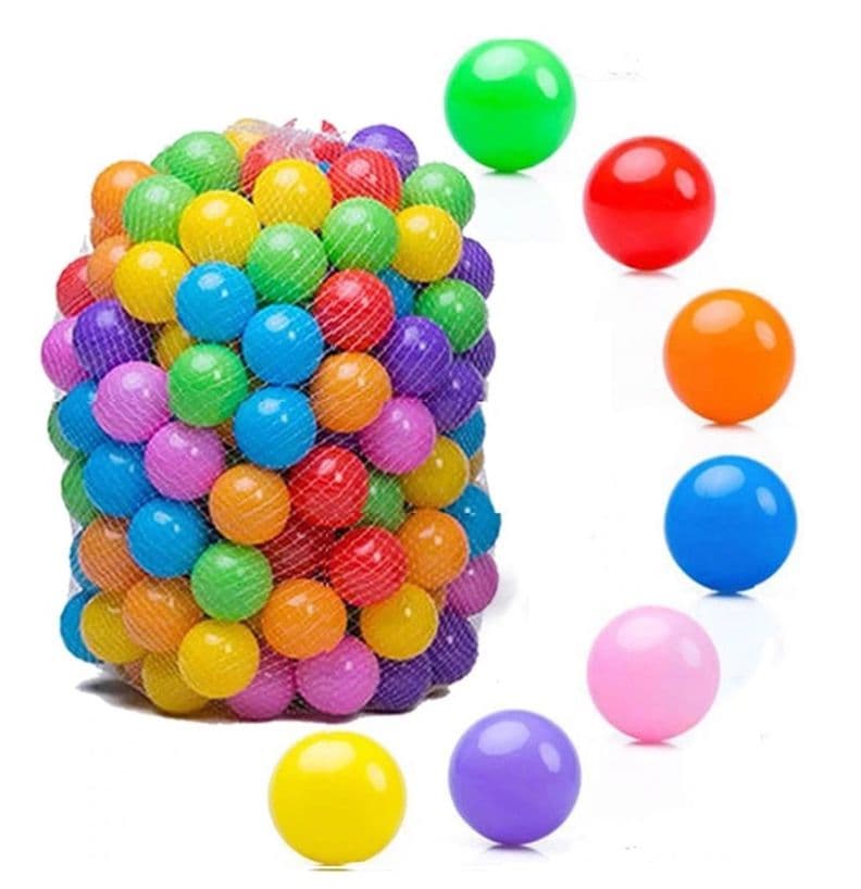 SET DE 100 PELOTAS PLASTICAS DE COLORES PARA NINOS 5.5 CM Diseno 3