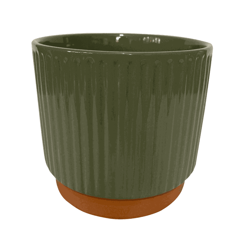 Macetero Enlozado Oliva 17x15 Decogreen Verde Olivo