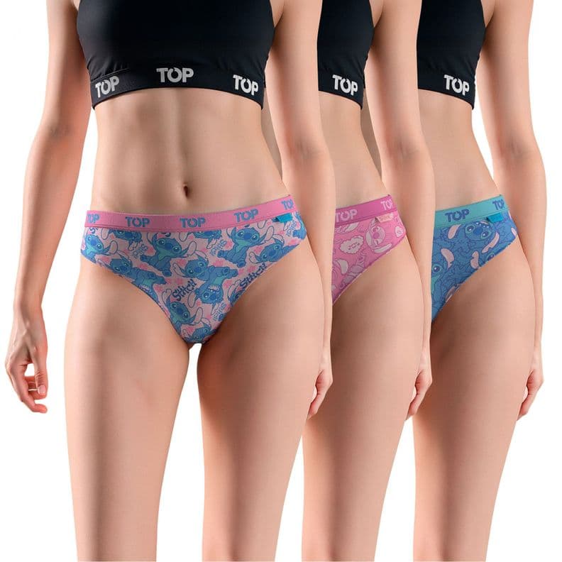 Calzon Bikini Algodon Pack 3 Stitch C2 TOP XS
