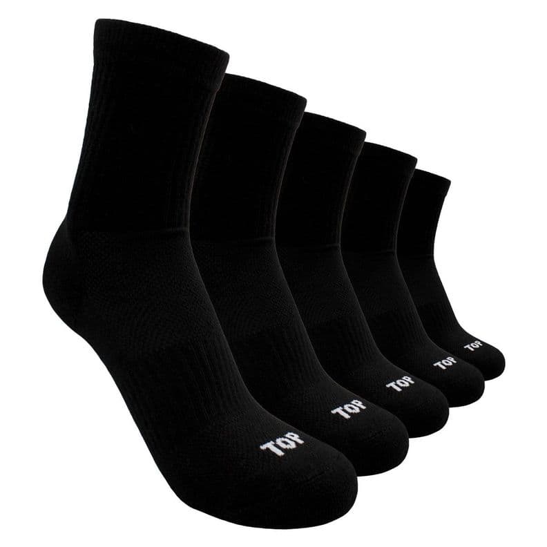 Calcetines Nino Deportivos Largos Negros Pack 5 C1 TOP Negro 36-40