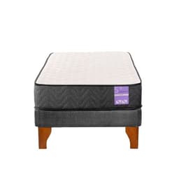 Cama Europea 1.5 Plazas Aura Base + Colchon Madera Gris