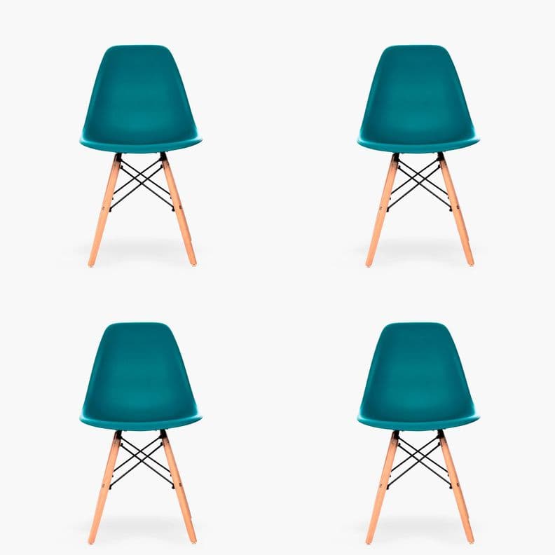 Pack 4 Sillas Comedor Eames DSW Petroleo Azul Petroleo