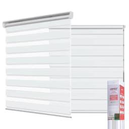 Cortinas Roller Duo 100% Dia y Noche Zebra 120x200cm Homely Blanco