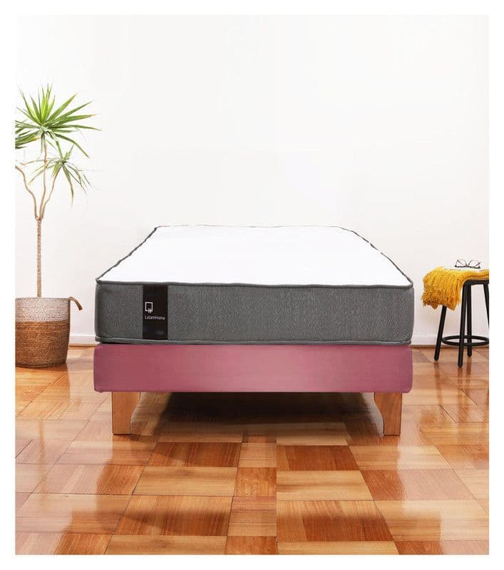 Cama Europea Zen Best 1.5 Plaza Colchon Resortes Base Dividida Tela Palo Rosa
