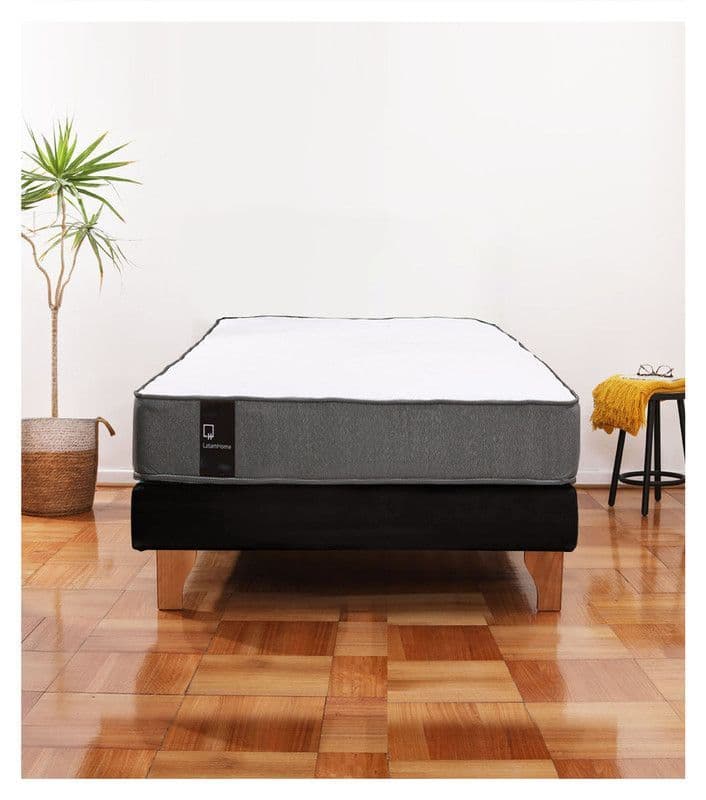 Cama Europea Zen Best 1.5 Plaza Colchon Resortes Base Dividida Tela Negro