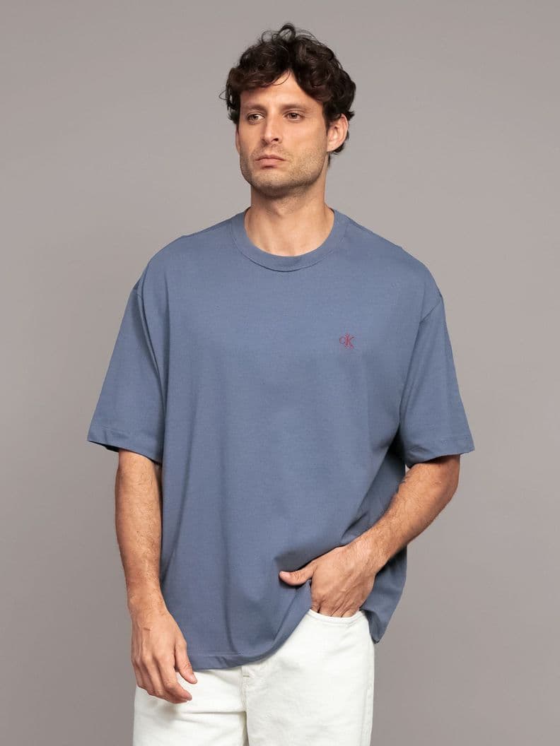 Polera Relaxed Monograma Archive 421 Azul Calvin Klein S