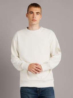 Poleron Badge Crew Neck Crema Calvin Klein XL