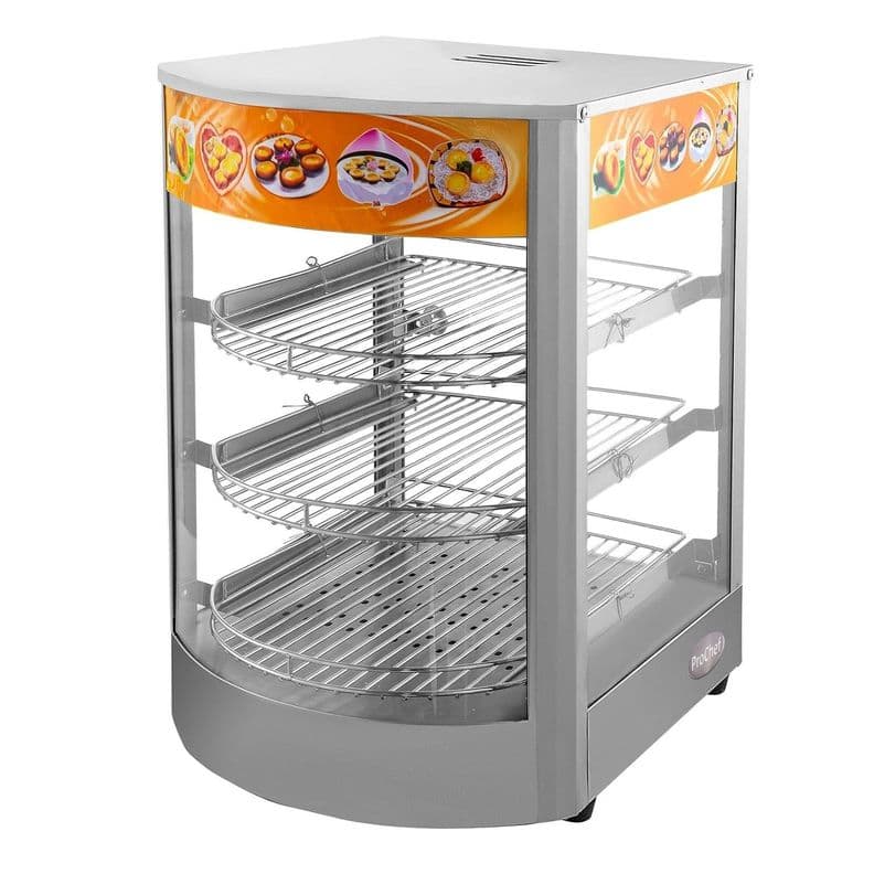 Vitrina de Calor Sobremesa 35 cm. Acero Inox. ET-LD-1P Plateado Metalico