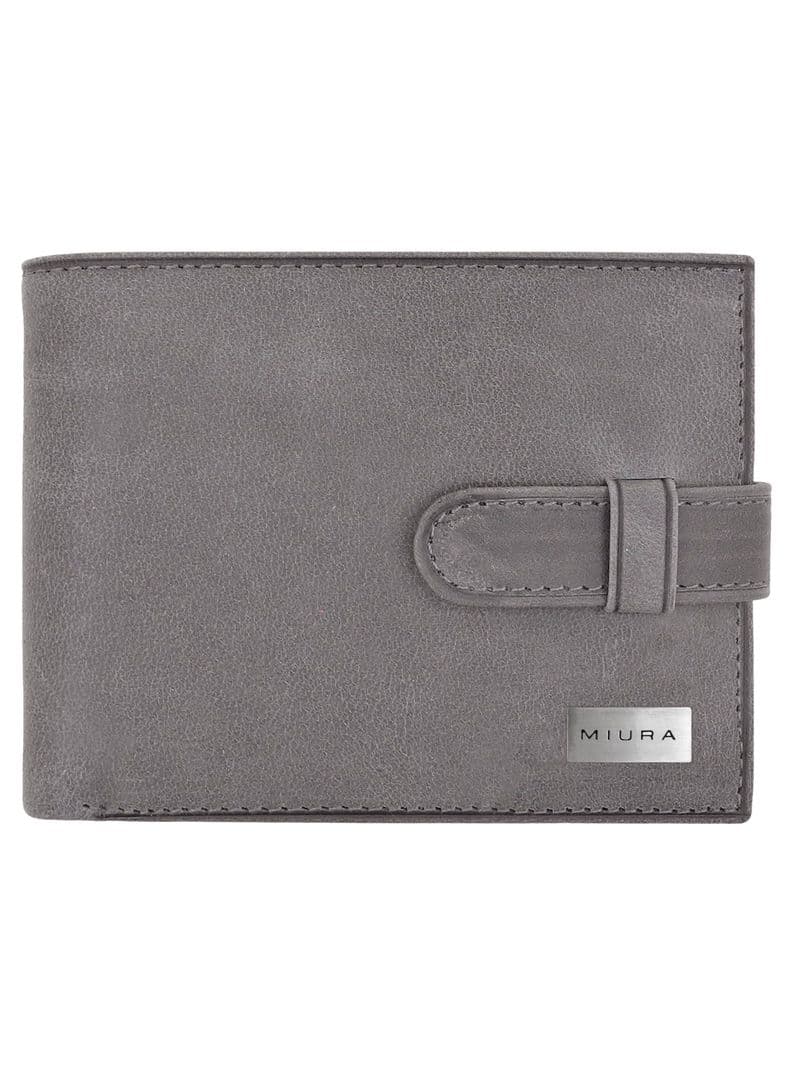 Billetera Hombre Miura Mod. Donato 100% Cuero Natural con proteccion RFID con tarjetero adicional Gris