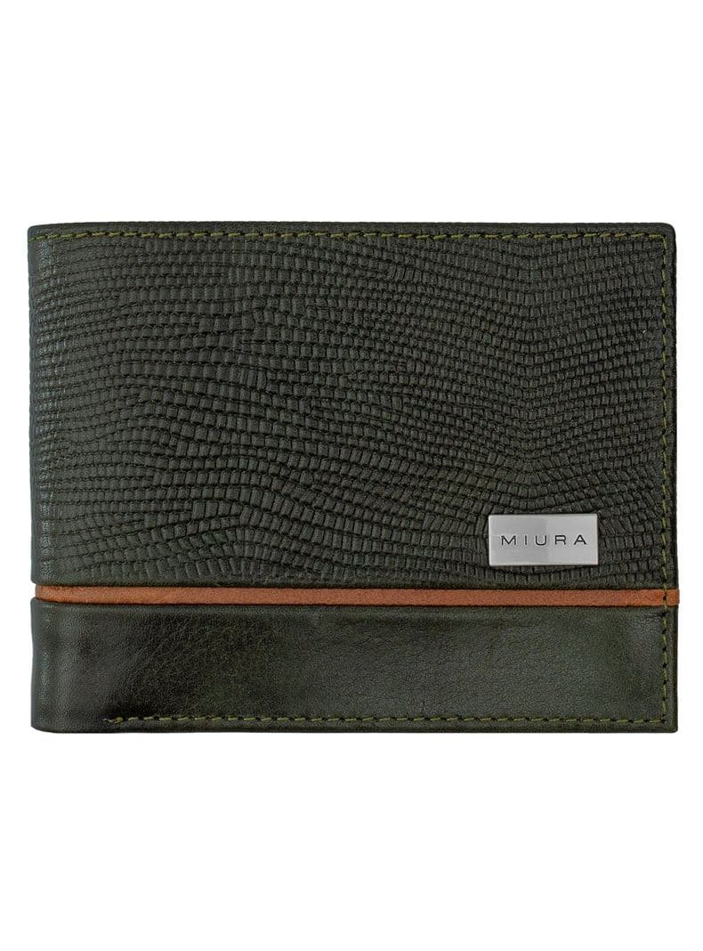 Billetera Hombre Miura Mod. Bartolomeo 100% Cuero Natural con proteccion RFID Verde
