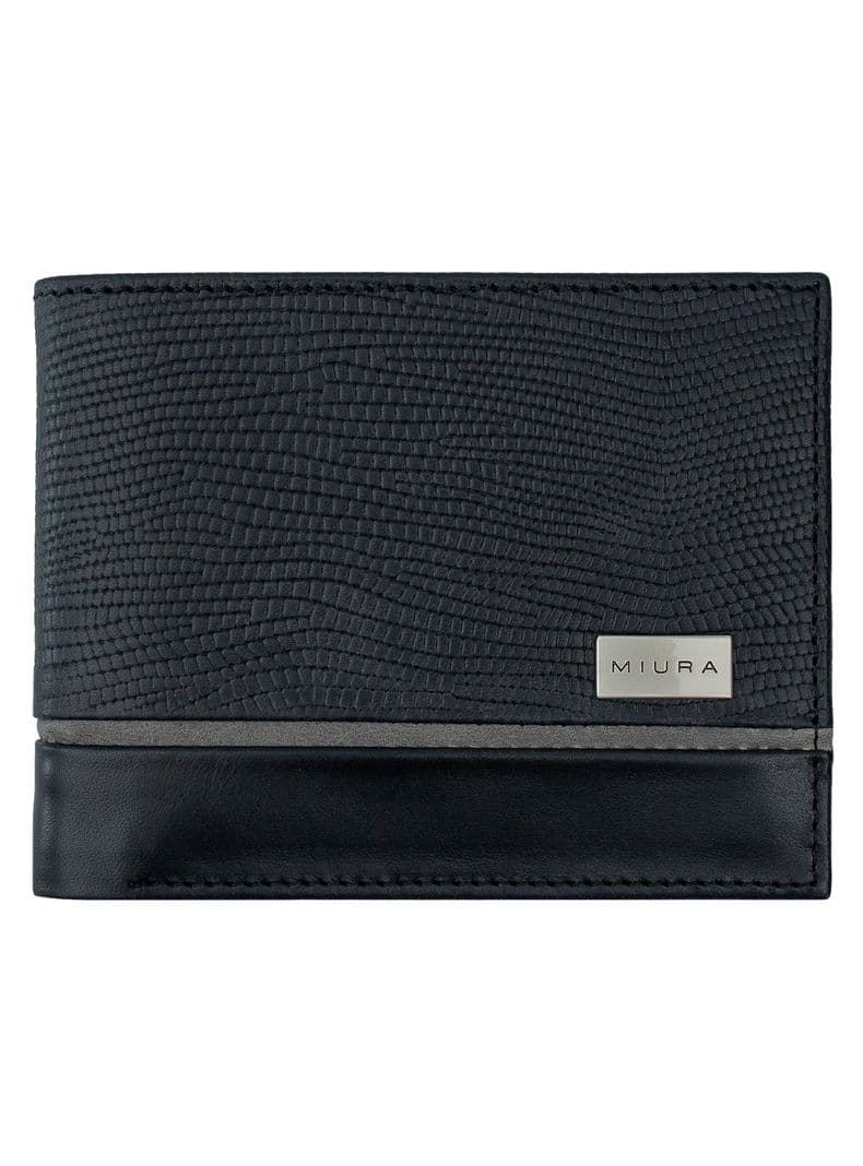 Billetera Hombre Miura Mod. Bartolomeo 100% Cuero Natural con proteccion RFID Negro