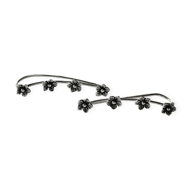 Aros Trepadores 4 Flores Plata Fina 925