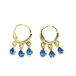 Aros Argolla 3 Circones Azules Enchapado Oro 18K Azul