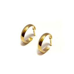 Aros Argolla Tubo Curvo 14mm Enchapada Oro 18K Dorado