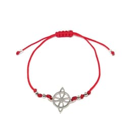 Pulsera Infinito Curvo Plata Fina 925 Cordon Rojo