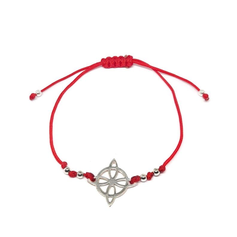 Pulsera Infinito Curvo Plata Fina 925 Cordon Rojo