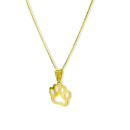 Collar Huella Perro Calada Cadena Veneciana Enchapado Oro 18K