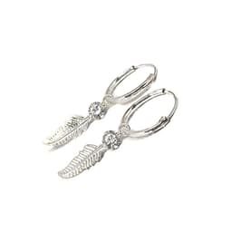 Aros Argollas Circon Pluma Colgante Plata Fina 925
