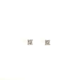 Aros Punto de Luz Circon Cuadrado Plata Fina 925 Blanco