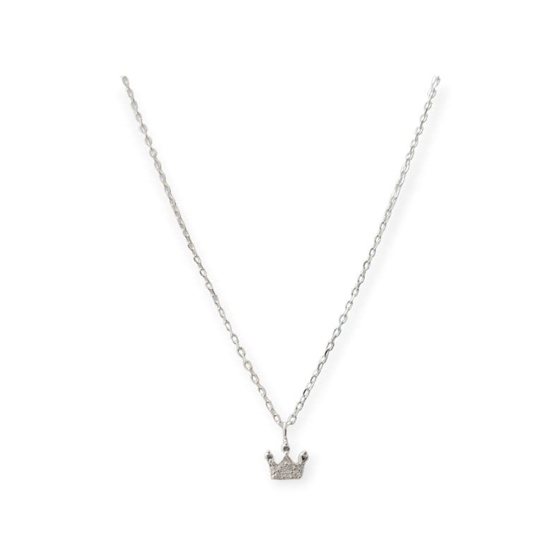 Collar Corona Pequena Circon Plata Fina 925