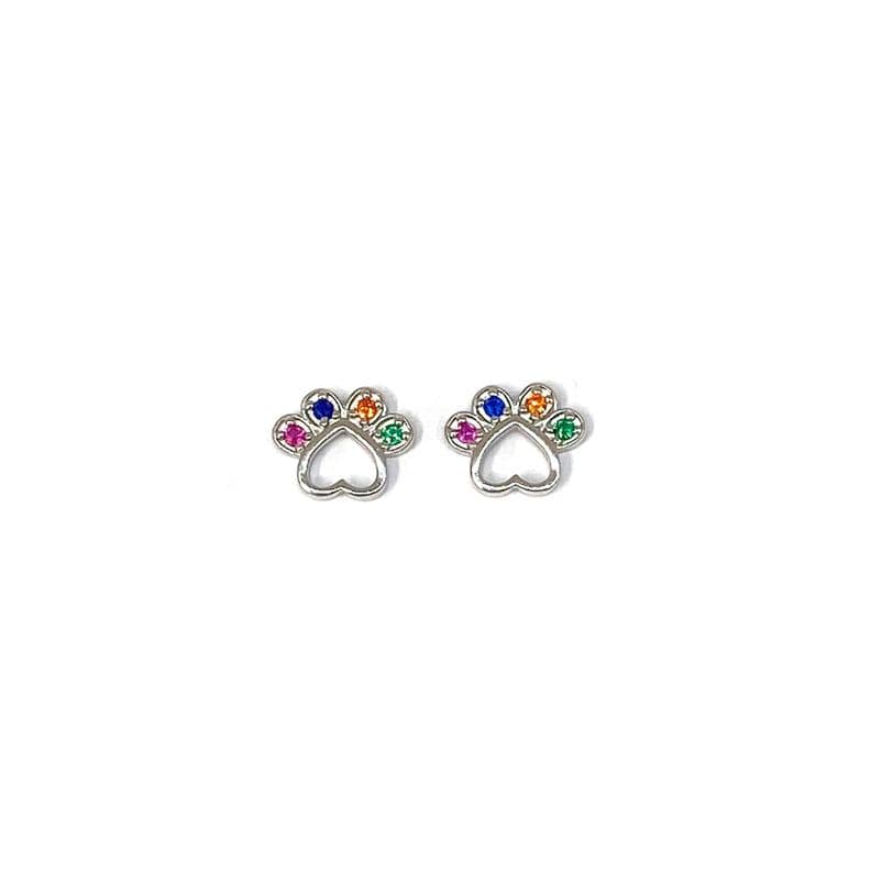 Aros Huella Perro Circones Colores Plata Fina 925