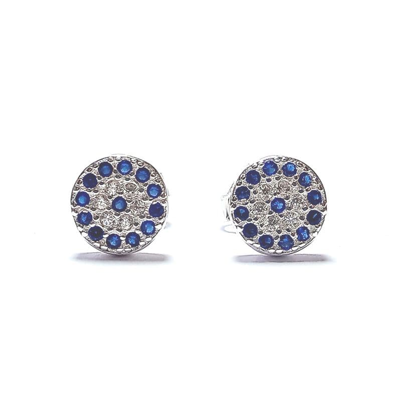 Aros Ojo Turco Circon 8mm Plata Fina 925