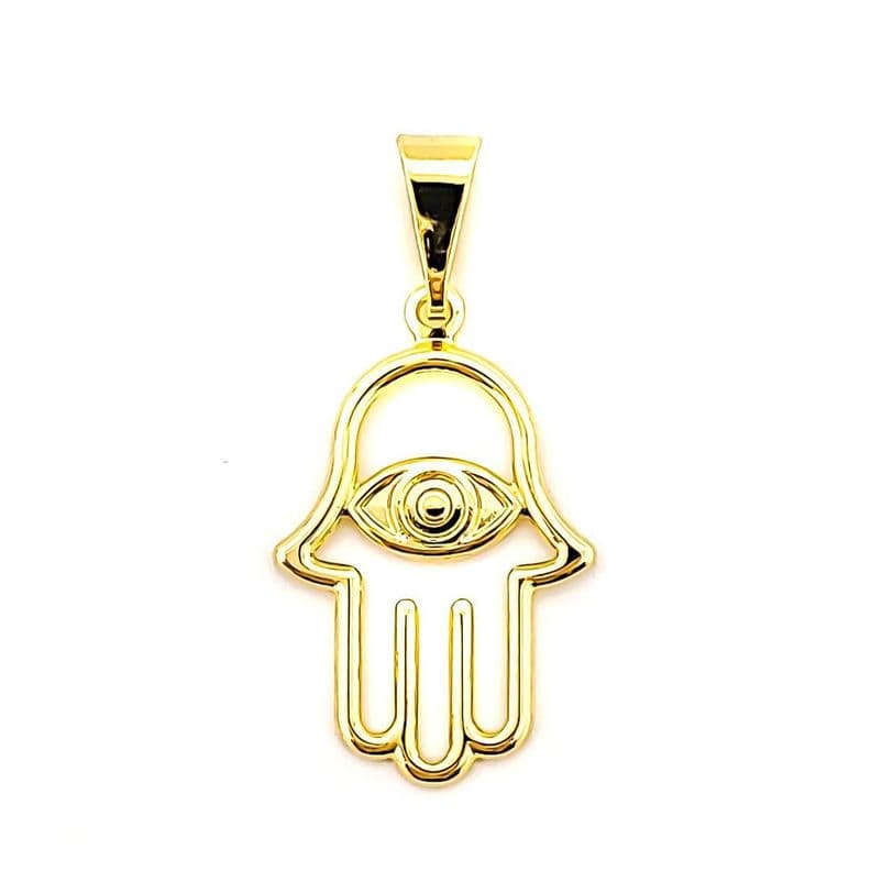 Colgante Mano De Fatima Calada Enchapado Oro 18K Dorado