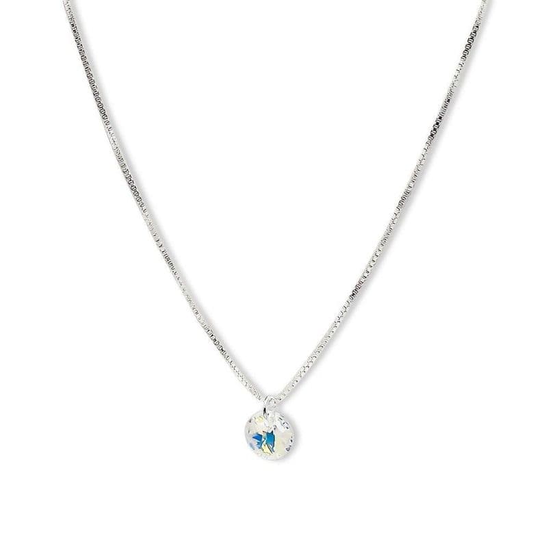 Collar Punto De Luz Cristal Austriaco Aurore Boreale 6mm Plata Fina 925 45cm