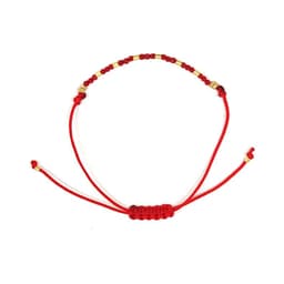 Pulsera Cristal Rojo Mostacilla Enchapado Oro 18 K Ajustable