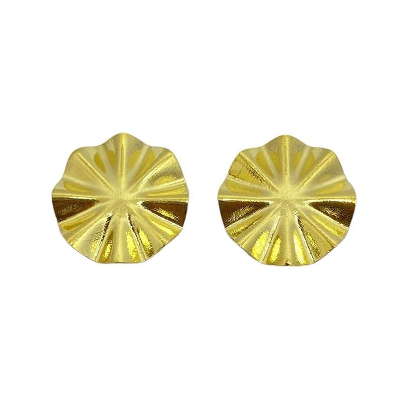 Aros Leonor Redondos Plisados Enchapado Oro 18K