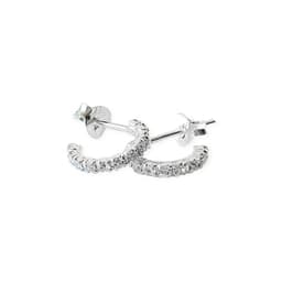 Aros Argollas Circon Blanco 11mm Plata Fina 925