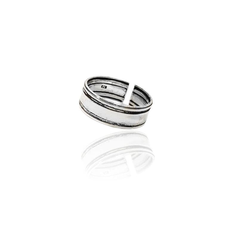 Anillo Midi Liso 2 Lineas Plata Fina 925