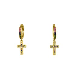 Aros Argolla Cintillo Cruz Colores Enchapado Oro 18K