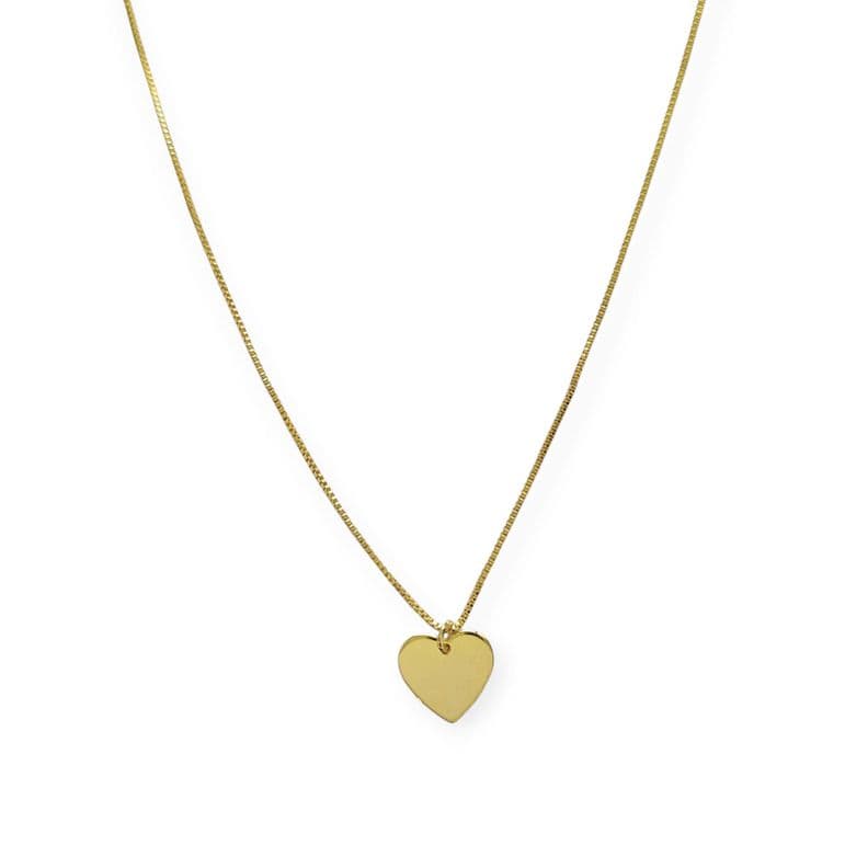 Collar Corazon Plano Cadena Veneciana Enchapado Oro 18K 45CM