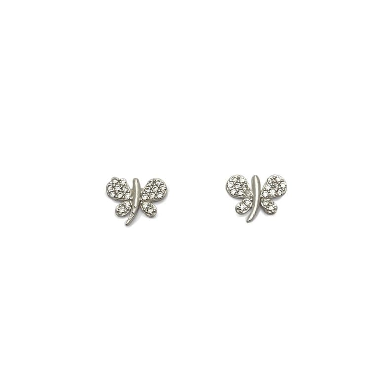 Aros Mariposa Circon Plata Fina 925