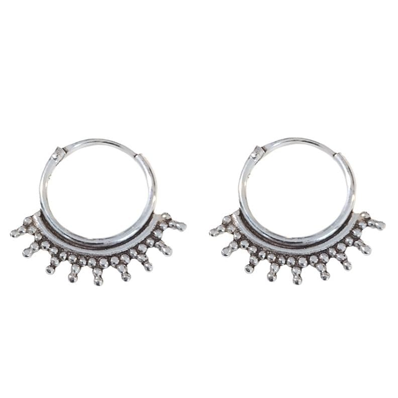 Aros Argolla Etnica Puntitos Plata Fina 925