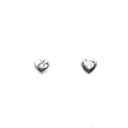 Aros Corazon Circon Blanco Plata Fina 925