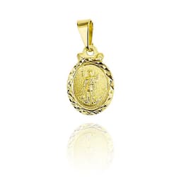 Colgante Medalla San Expedito Ovalado Borde Enchapado Oro 18K Dorado