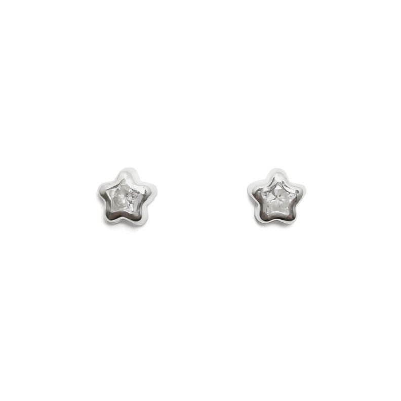Aros Estrella Circon 8mm Plata Fina 925