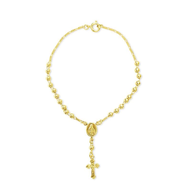Pulsera Denario Virgen De Los Rayos Bolita Enchapado Oro 18K