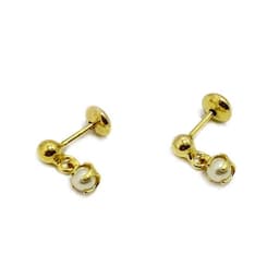 Aros Nina Perla Sintetica Colgante Enchapado Oro 18K