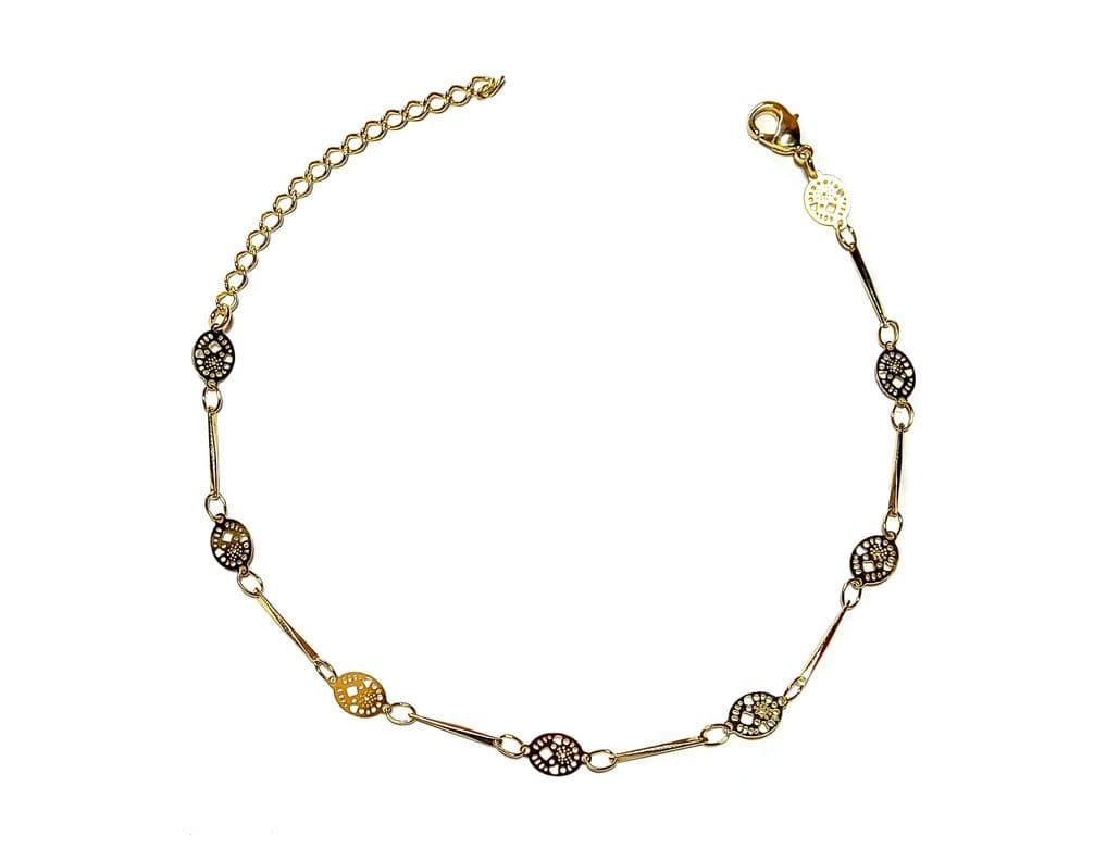 Pulsera Ovalo Palito Enchapado Oro 18K Dorado