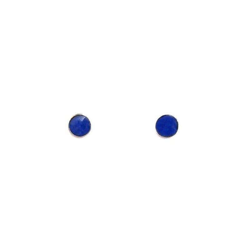 Aros Mini Redondos Lapislazuli Plata Fina 925 Azul